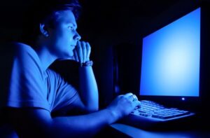 Blue light at computer